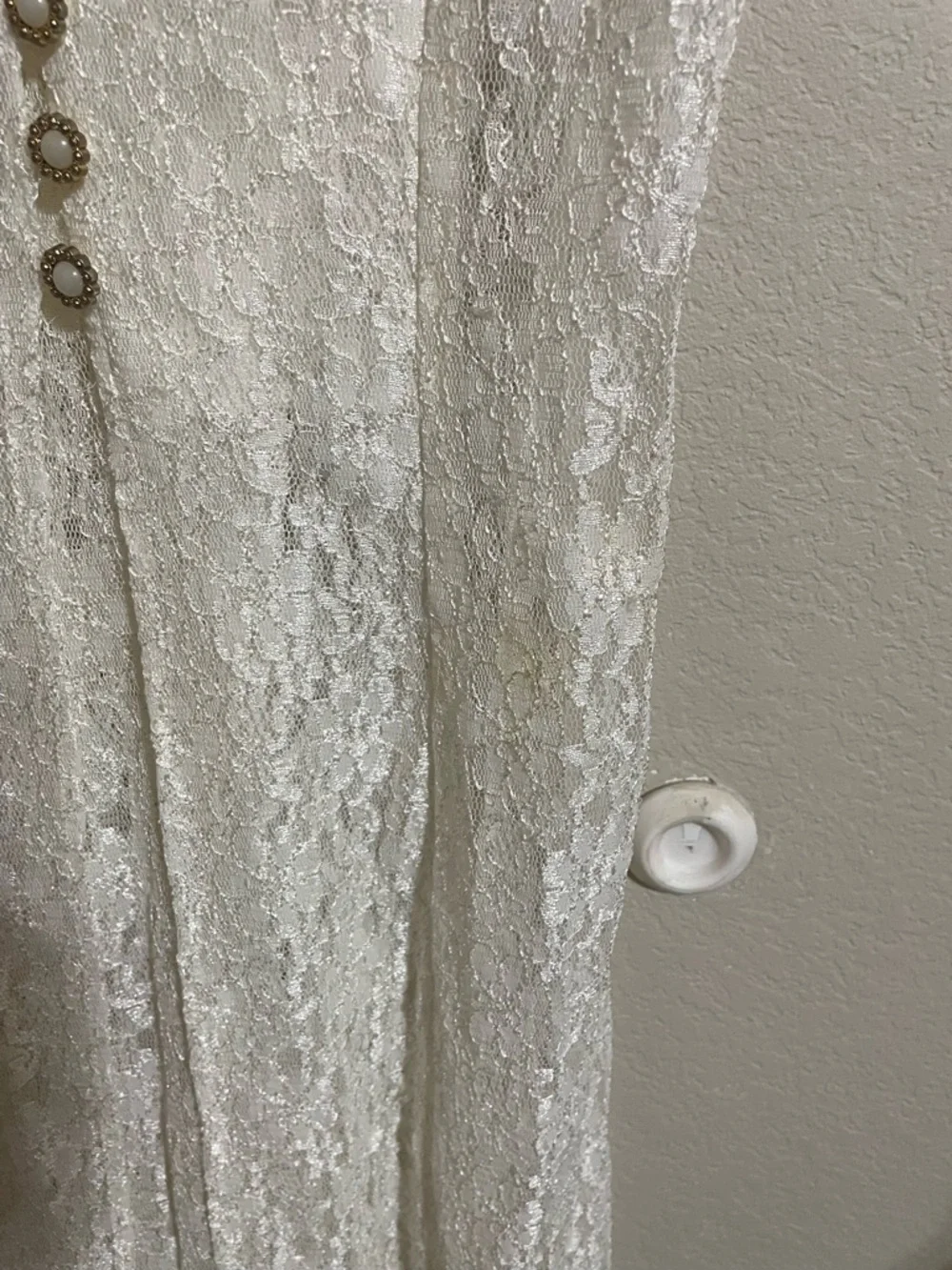 Dawn Joy Dreamers Cream Lace V-Neck Button Front Dress - Picture 5 of 5